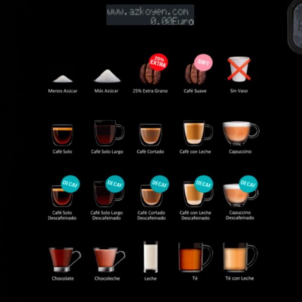 Coffetek zensia hot drinks vending machine drink selection screen
